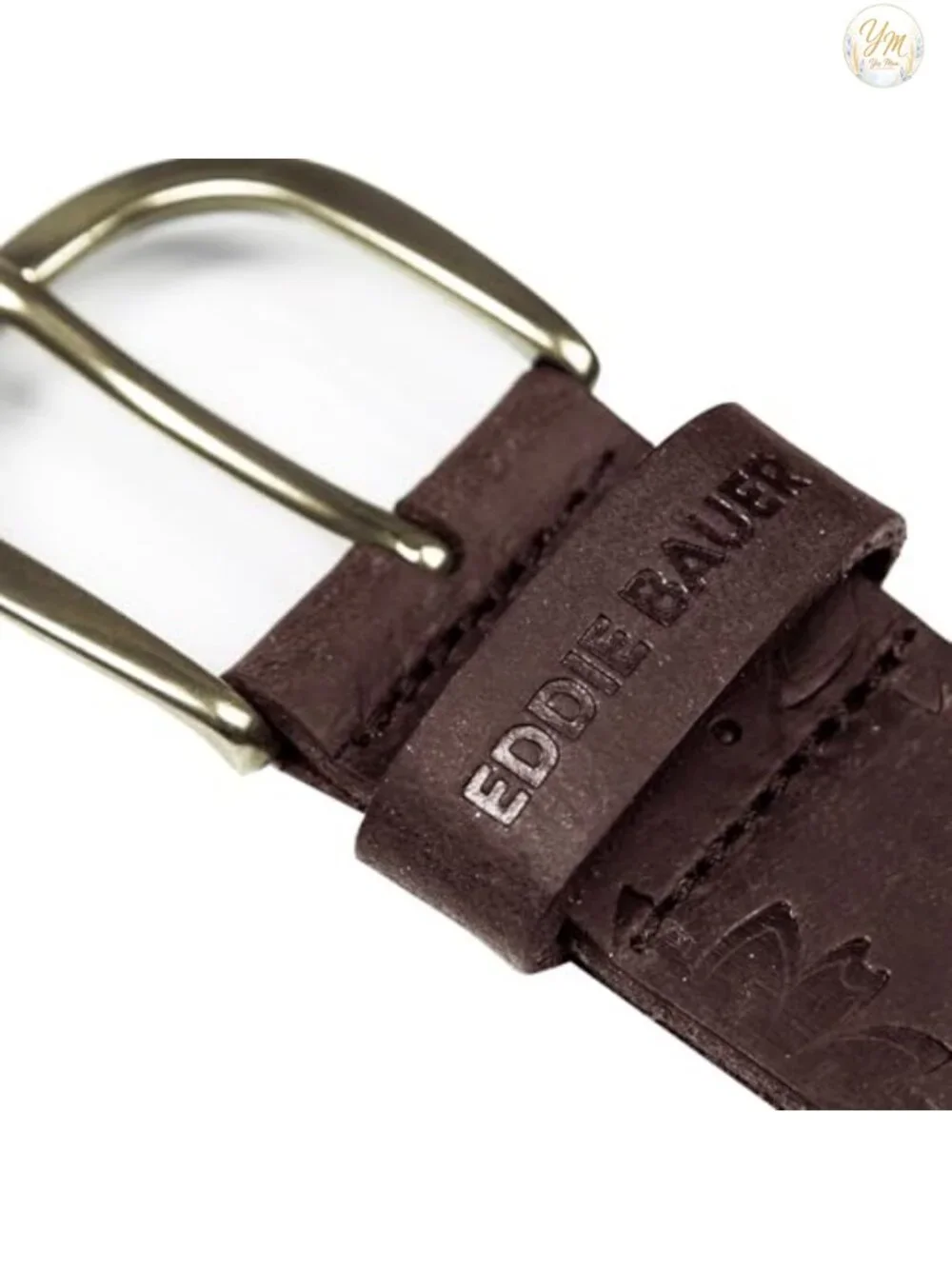 Genuine Leather Belt with Floral Tooled Pattern and Metal Buckle